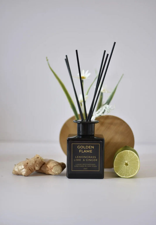 Lemongrass Lime and Ginger Reed Diffuser Golden Flame