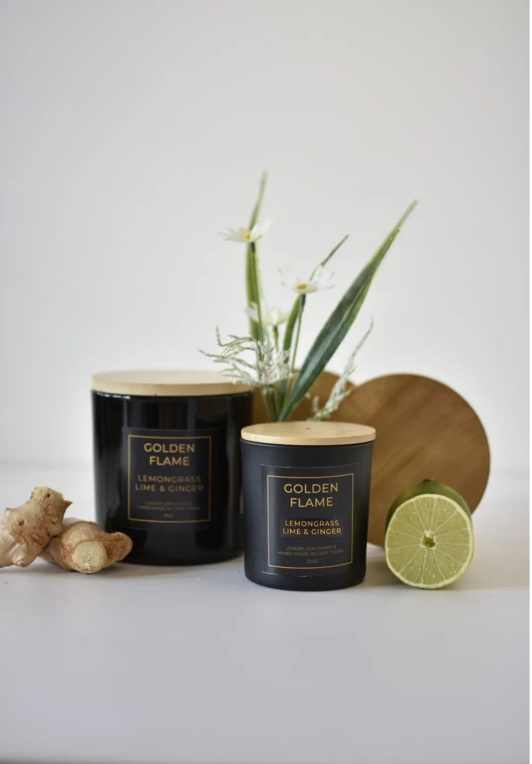 Lemongrass Lime and Ginger Soy Massage Candle Golden Flame