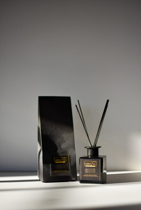 Pomegranate & Sage Reed Diffuser in black glass bottle